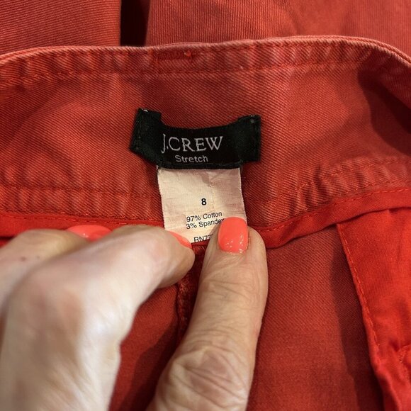 J. Crew Red Stretch Cotton Straight Jean Style Mini Skirt Size 8 - Picture 7 of 7